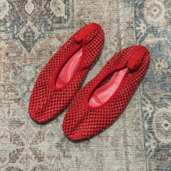 H&M Red Mesh Flats SIZE 38 - Picture 1 of 1